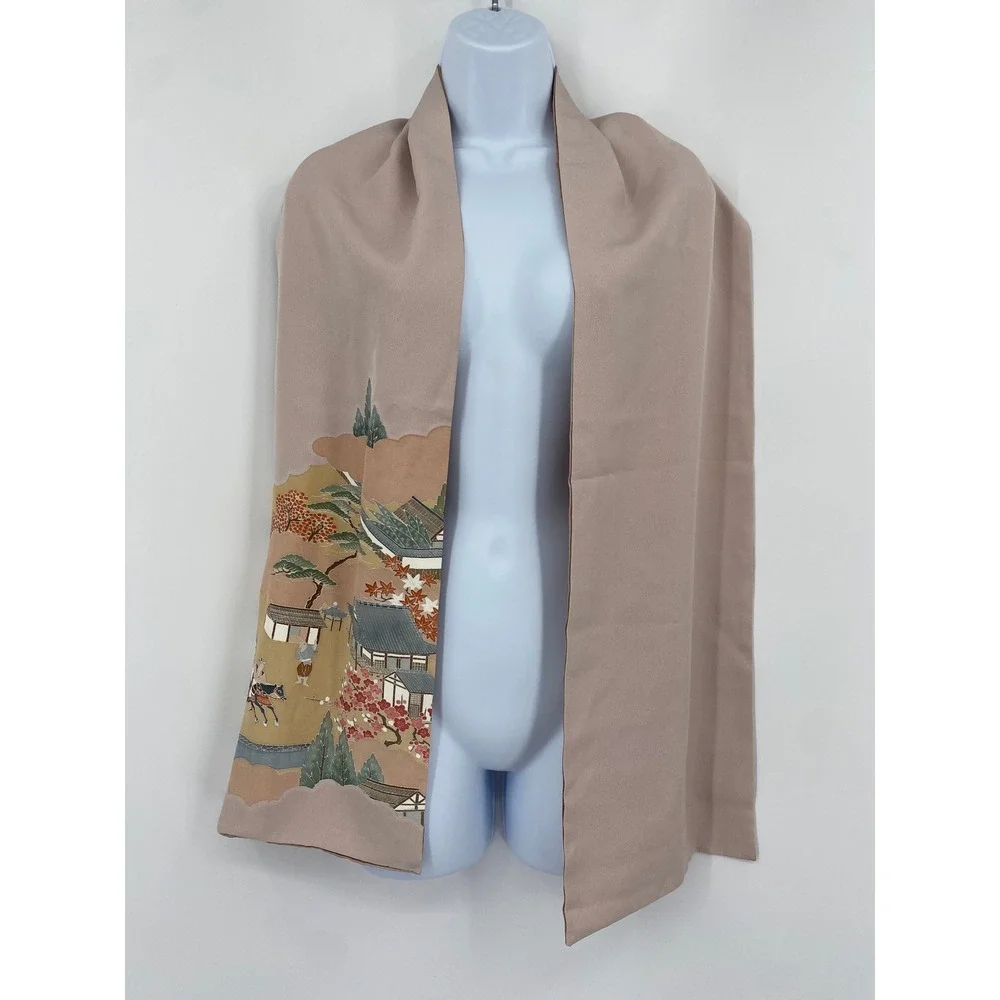 Scarf OS‎ Mauve Pink Japanese Scenic Landscape Art Print